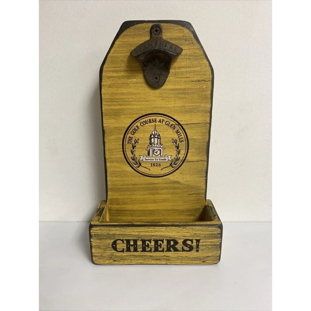 Vintage Signs By Sea‎ Wood Wall Mount Bottle Opener Cap Catcher Man Cave Bar